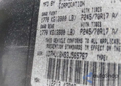 2003 Dodge Ram 1500 Slt/Laramie/St z USA, uszkodzony, nr VIN 1D7HU18N93J565767